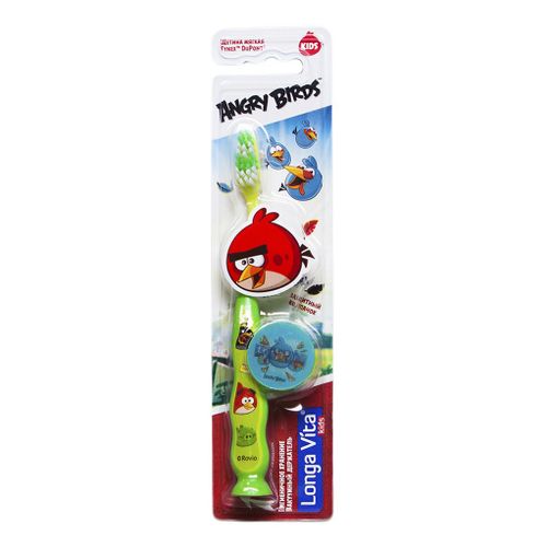 Зубная щетка детская Longa Vita Angry Birds с защитным колпачком супермягкая