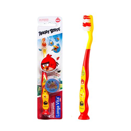 Зубная щетка детская Longa Vita Angry Birds с защитным колпачком супермягкая