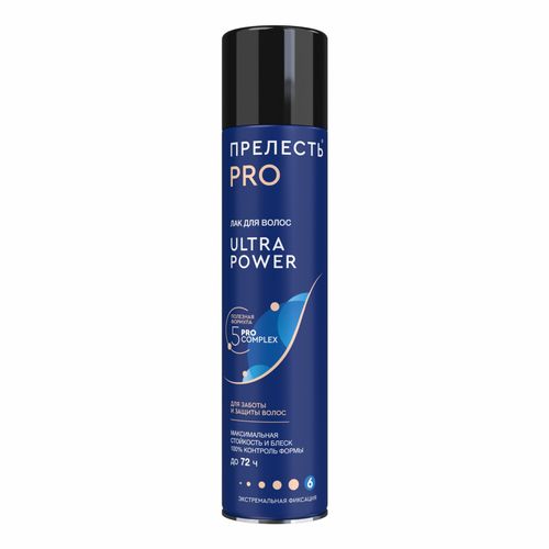 Лак Прелесть Professional Ultra Power для укладки волос экстремальная фиксация 300 мл