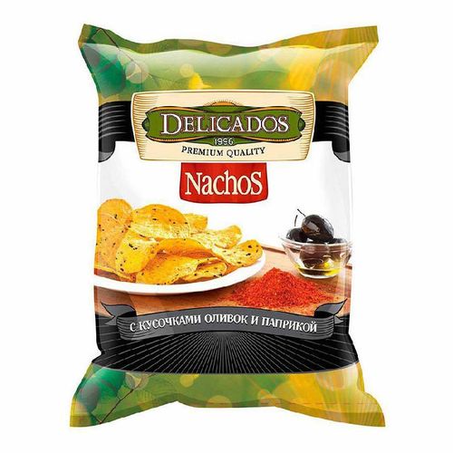 Чипсы кукурузные Delicados Nachos оливки-паприка 75 г
