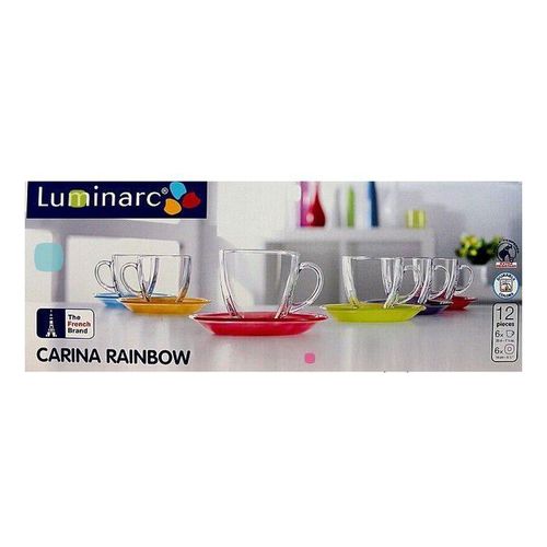 Чайные пары Luminarc Rainbow на 6 персон 12 предметов 220 мл разноцветные