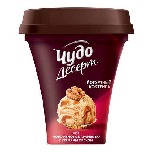 Йогурт питьевой Чудо десерт мороженое с грецким орехом и карамелью 4,5% 235 г