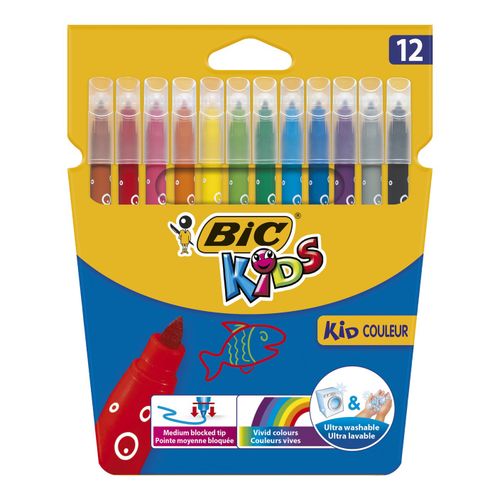 Фломастеры универсальные Bic Kid Couleur детские смываемые 12 цветов