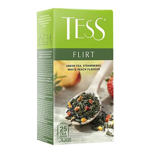 Чай зеленый Tess Flirt клубника-белый персик 2 г х 25 шт