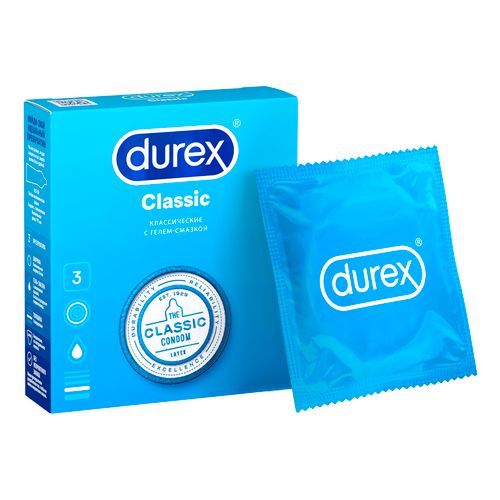 Презервативы Durex Classic классические с гелем-смазкой 3 шт