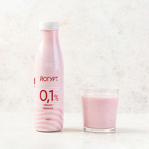 Йогурт питьевой ВкусВилл вишня-черешня 0% БЗМЖ 450 г