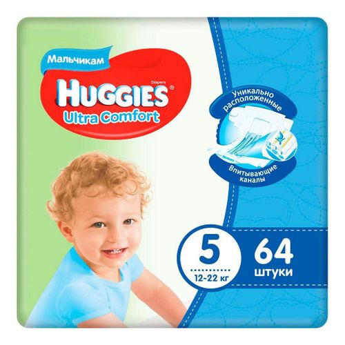 Подгузники Huggies Ultra Comfort для мальчиков 5 12-22 кг 64 шт