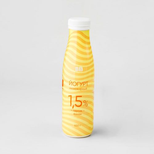 Йогурт питьевой ВкусВилл персик-банан 1,5% БЗМЖ 450 г