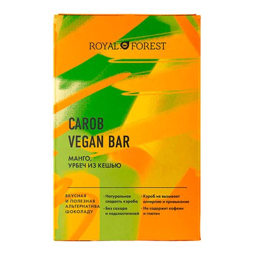 Плитка Royal Forest Carob Vegan Bar манго урбеч из кешью 50 г