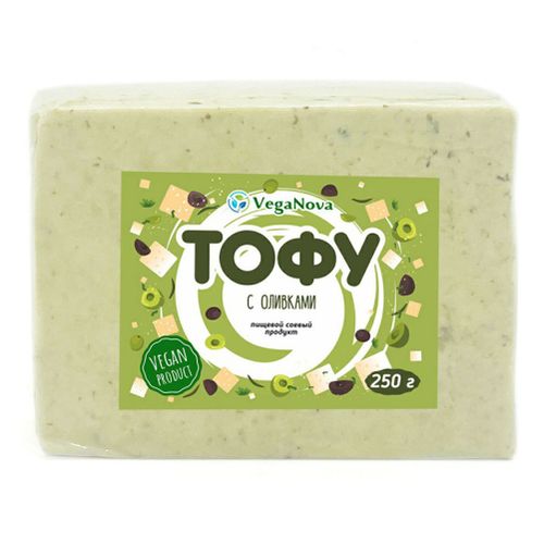 Растительный аналог сыра мягкий VegaNova Тофу соевый с оливками 4,8% 250 г