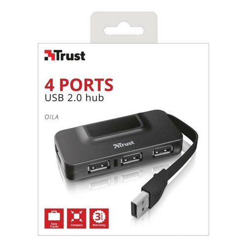 Разветвитель Trust Oila 4 Port USB 2.0 Black