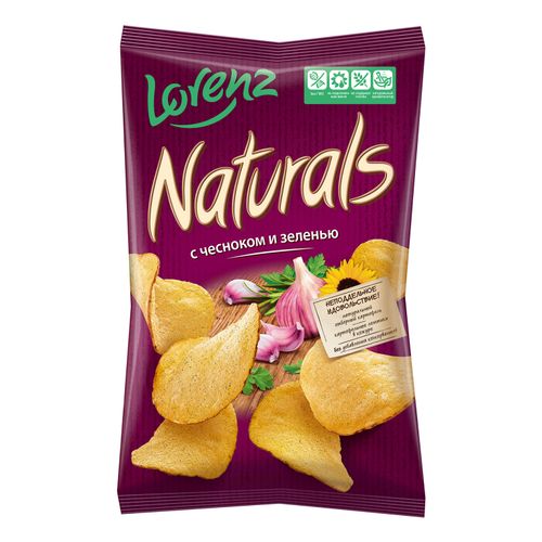 Чипсы картофельные Lorenz Naturals с чесноком и зеленью 100 г