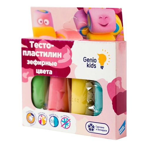 Набор для лепки Genio Kids Тесто-пластилин Зефирные цвета 4 цвета