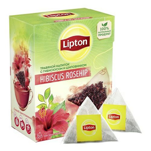 Чай травяной Lipton Hibiscus Rosehip с гибискусом и шиповником в пирамидках 1,8 г х 20 шт