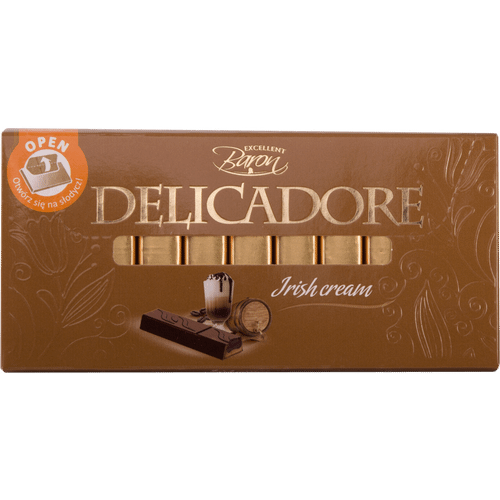 Плитка Delicadore темный шоколад с мягкой начинкой со вкусом ликера Ирландские сливки 200 г