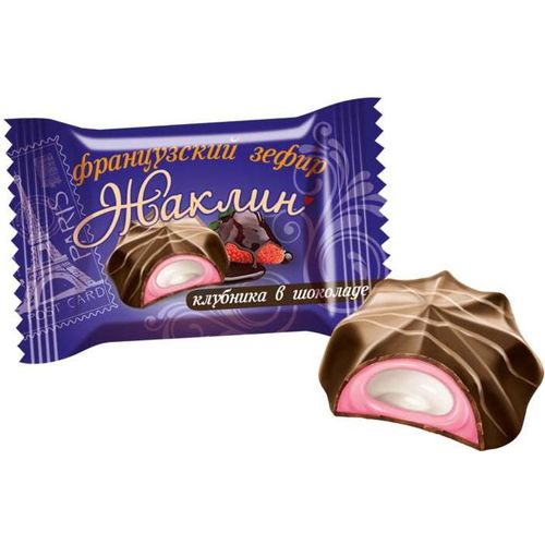 Конфеты Славянка Жаклин французский зефир со вкусом клубники в шоколаде