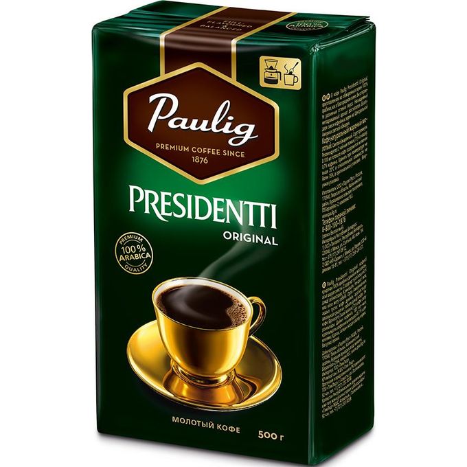 Мелющий кофе paulig. Paulig presidentti Original молотый 250г.