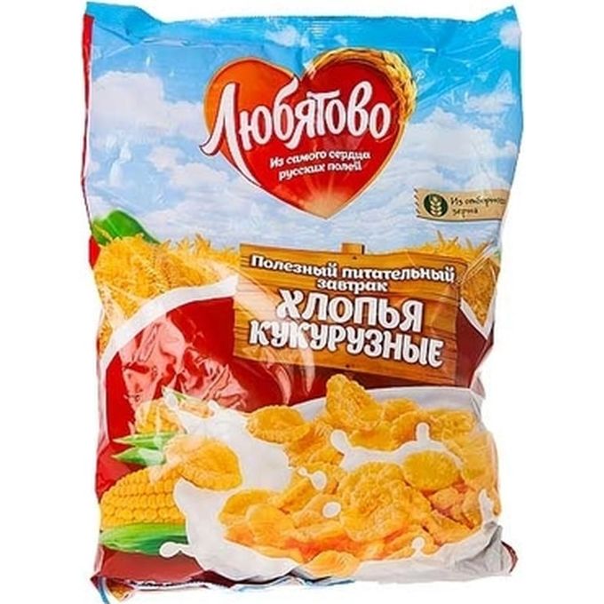 Кукурузные хлопья леонардо. Упаковка хлопьев любятово. Упаковка кукурузных хлопьев. Хлопья кукурузные м/у любятово 600 гр. Упаковка кукурузных хлопьев.