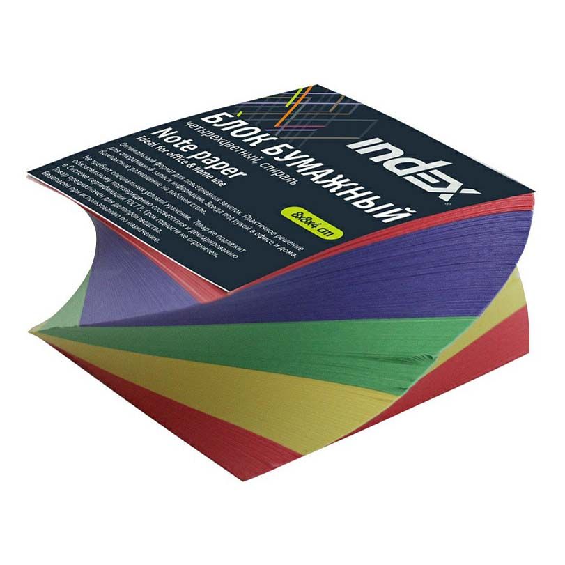 Бумага Для Заметок Index Четырехцветный Спираль 8 Х 8 Х 4 См.