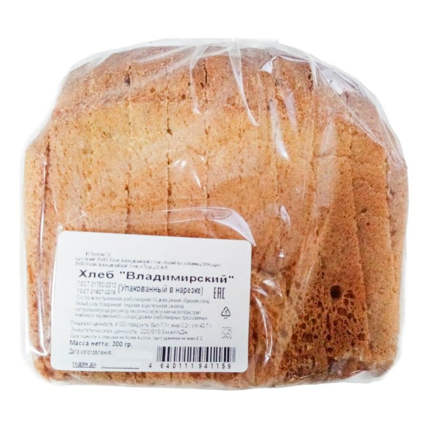 Хлеб Владимирский ржано-пшеничный половинка в нарезке 300 г - купить с  доставкой на дом в СберМаркет